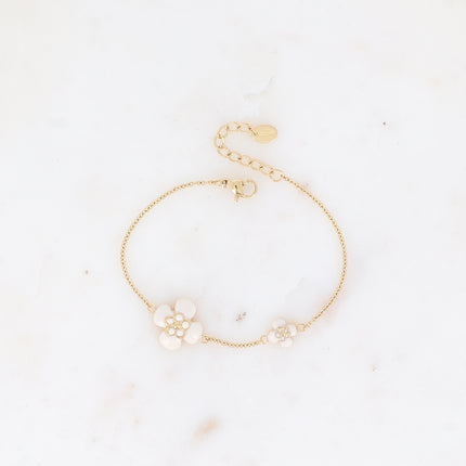 Bracelet - double fleur bombée en émail
