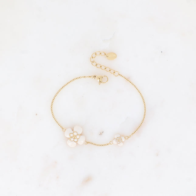 Bracelet - double domed enamel flower