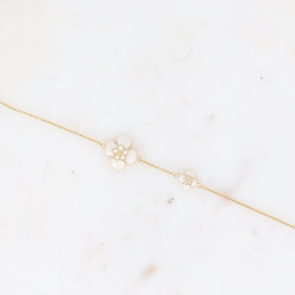 Bracelet - double fleur bombée en émail