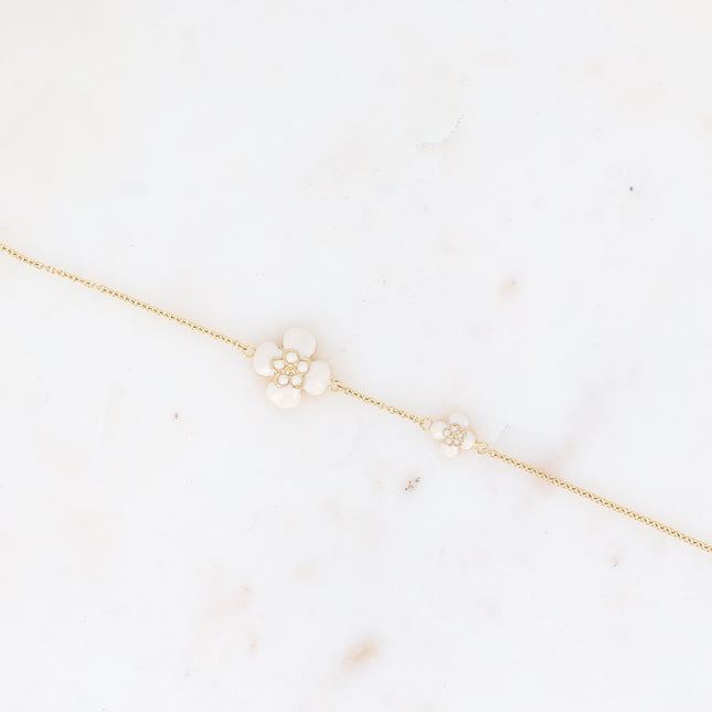 Bracelet - double domed enamel flower
