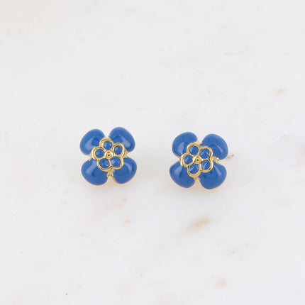 Boucles puces - motif fleur bombée en émail
