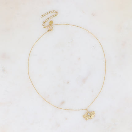 Collier - pendentif ginko avec cristal
