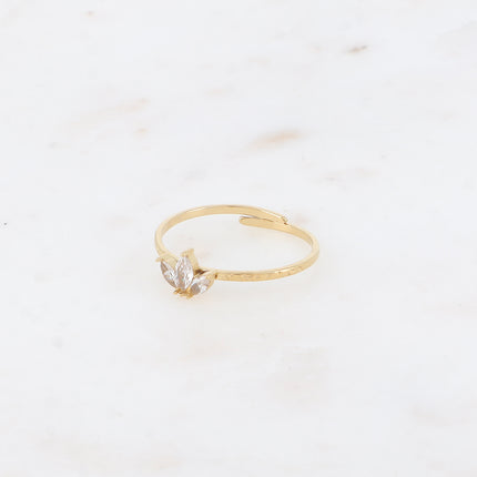 Bague fine - anneau martelé et 3 cristaux style diadème