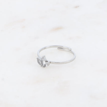 Bague fine - anneau martelé et 3 cristaux style diadème