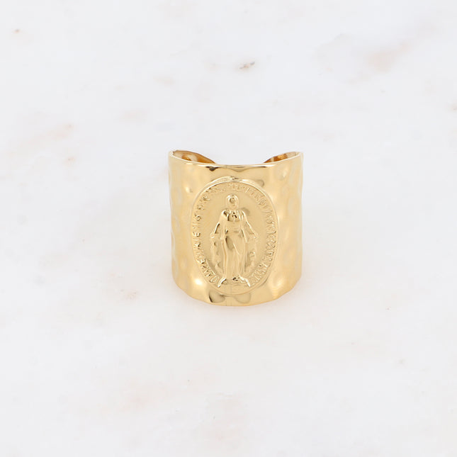 Bague large - la Madone avec inscription prière