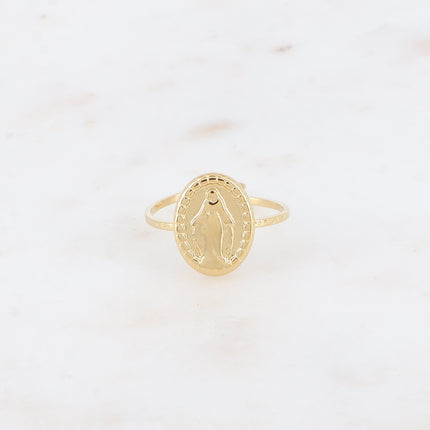 Bague fine - pièce ovale avec la Madone