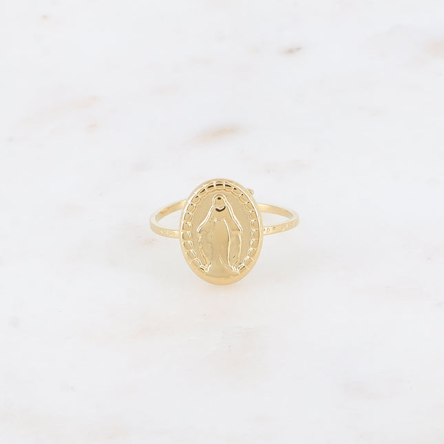 Bague fine - pièce ovale avec la Madone