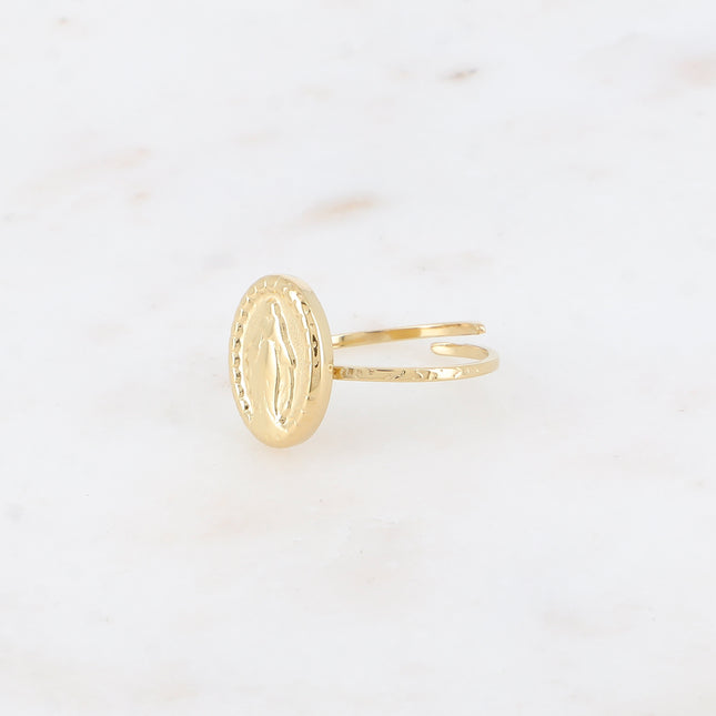 Bague fine - pièce ovale avec la Madone