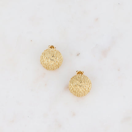 Stud earrings - textured domed round piece 20mm