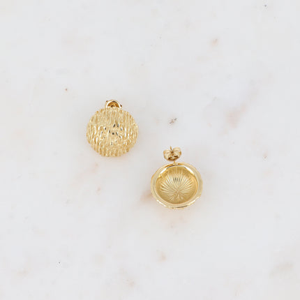 Stud earrings - textured domed round piece 20mm