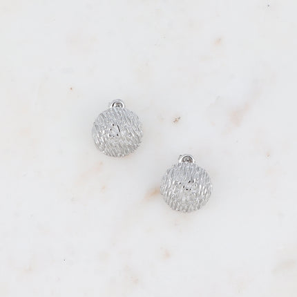 Stud earrings - textured domed round piece 20mm