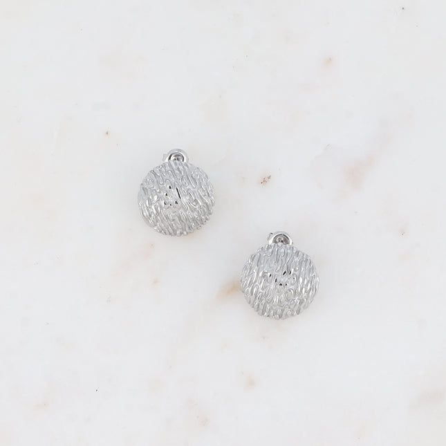 Boucles puces - pièce ronde bombée texturée 20mm