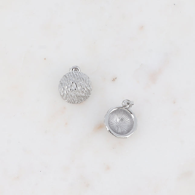Boucles puces - pièce ronde bombée texturée 20mm