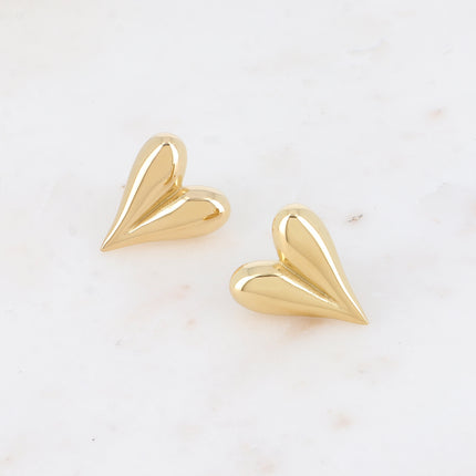 Boucles puces - coeur allongé et bombé, effet miroir