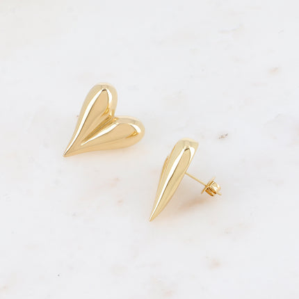 Boucles puces - coeur allongé et bombé, effet miroir