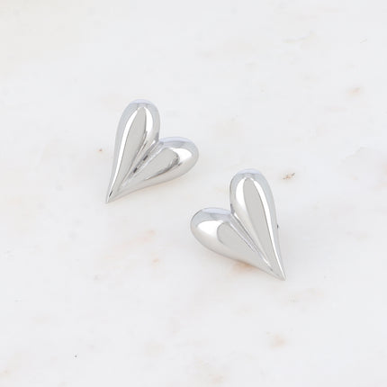 Boucles puces - coeur allongé et bombé, effet miroir