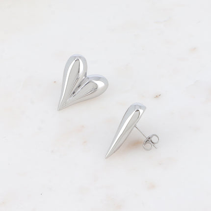 Boucles puces - coeur allongé et bombé, effet miroir