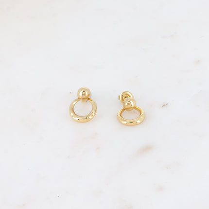 Boucles pendantes - petite boule et petit anneau pendant