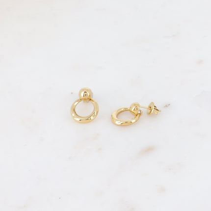 Boucles pendantes - petite boule et petit anneau pendant