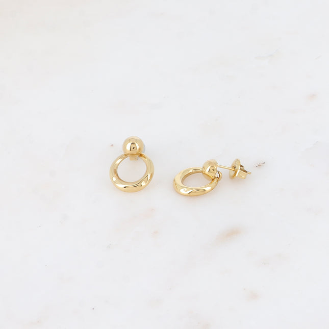 Boucles pendantes - petite boule et petit anneau pendant