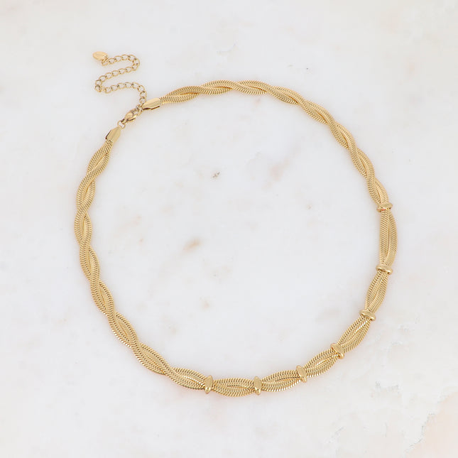 Necklace - mirror mesh with an interlaced effect