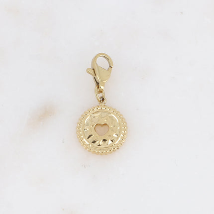 Charm Tini - médaillon rond martelé et coeur ajouré