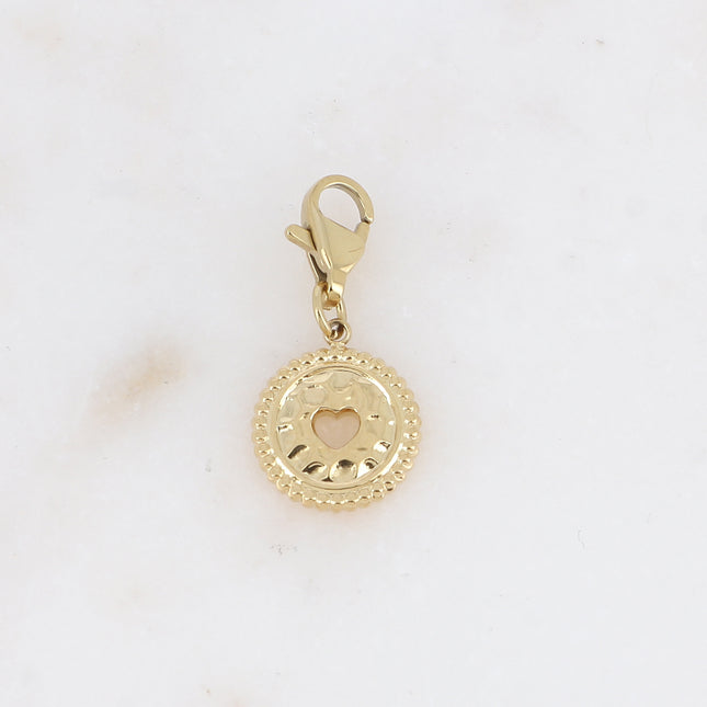 Charm Tini - médaillon rond martelé et coeur ajouré