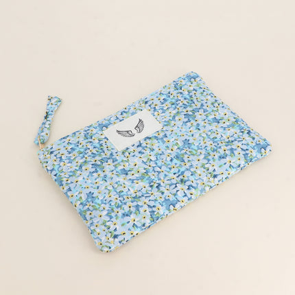 Ribbed pouch - angel wings, printed floral pattern