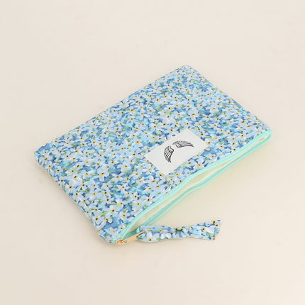 Ribbed pouch - angel wings, printed floral pattern