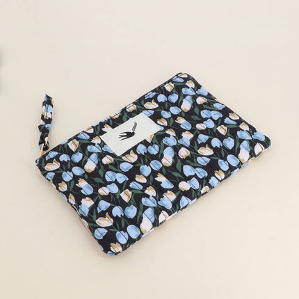 Ribbed pouch - Dove of Peace, printed floral pattern
