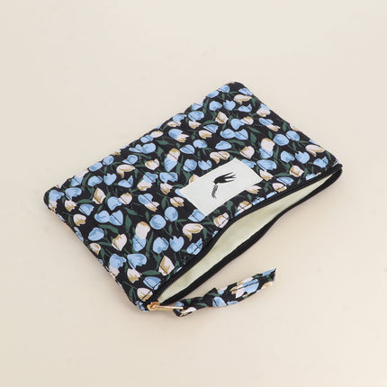 Ribbed pouch - Dove of Peace, printed floral pattern