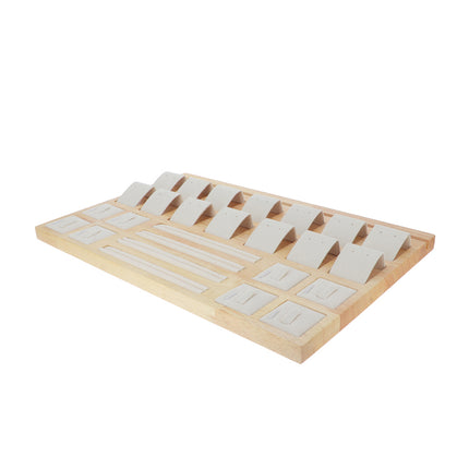 Présentoir en lin et bois - 14 Boucles / 8 bagues / 8 joncs