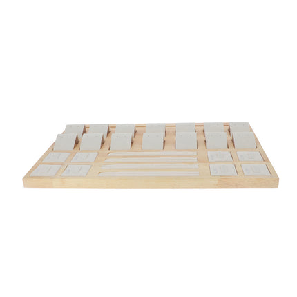 Présentoir en lin et bois - 14 Boucles / 8 bagues / 8 joncs