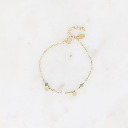 Bracelet - pastilles rondes, pierres naturelles et perle d'eau douce