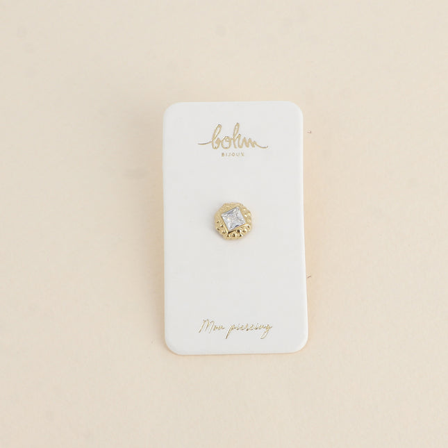 Piercing - square crystal and milgrain effect piece