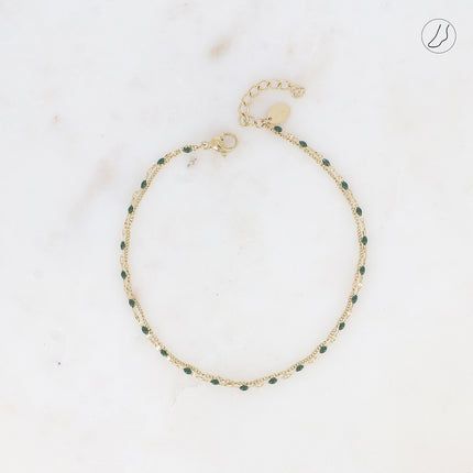 Chevillère 2 rangs - maille grain de café émaillée et forçat