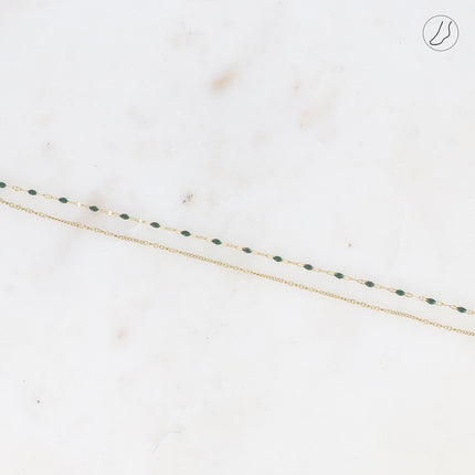 Chevillère 2 rangs - maille grain de café émaillée et forçat
