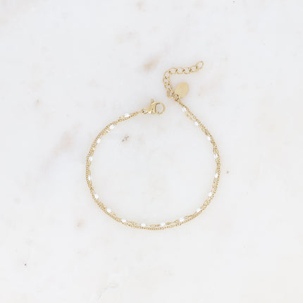 Bracelet 2 rangs - maille grain de café émaillée et forçat