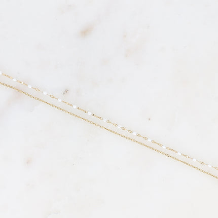 Bracelet 2 rangs - maille grain de café émaillée et forçat