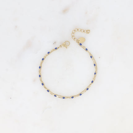 Bracelet 2 rangs - maille grain de café émaillée et forçat