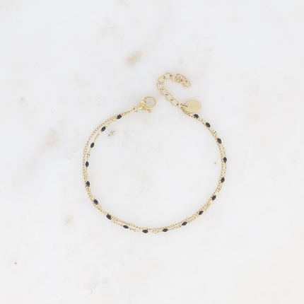 Bracelet 2 rangs - maille grain de café émaillée et forçat