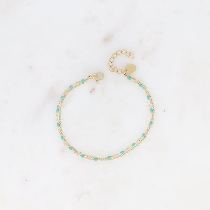 Bracelet 2 rangs - maille grain de café émaillée et forçat