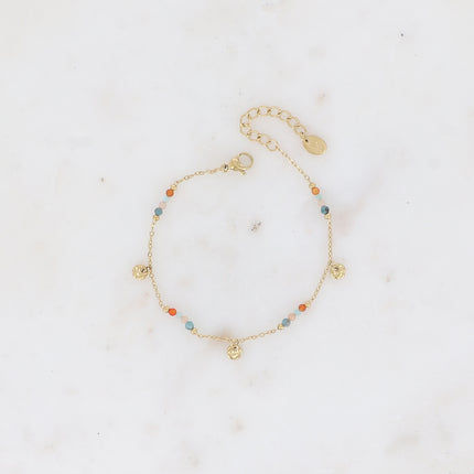 Bracelet Eurydia - maille fine avec pampilles rondes et petites pierres naturelles