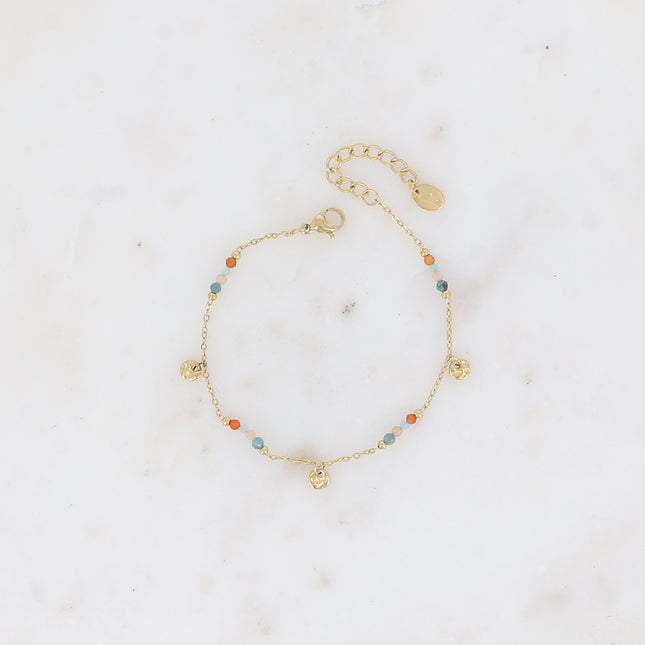 Bracelet Eurydia - maille fine avec pampilles rondes et petites pierres naturelles