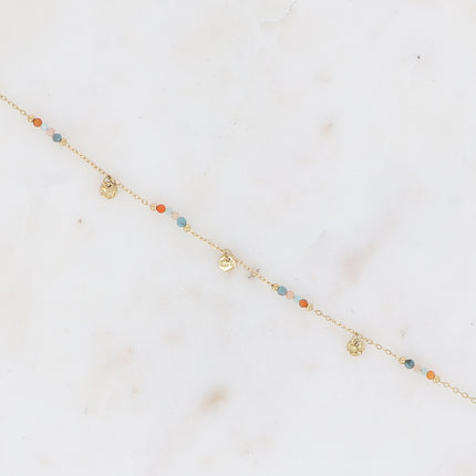 Bracelet Eurydia - maille fine avec pampilles rondes et petites pierres naturelles