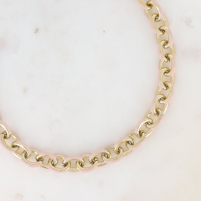 Necklace - large oval links with enamel
