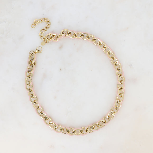 Necklace - large oval links with enamel