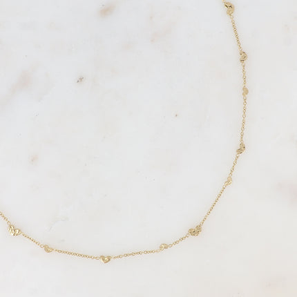 Collier Gamse - pastilles coeurs martelés