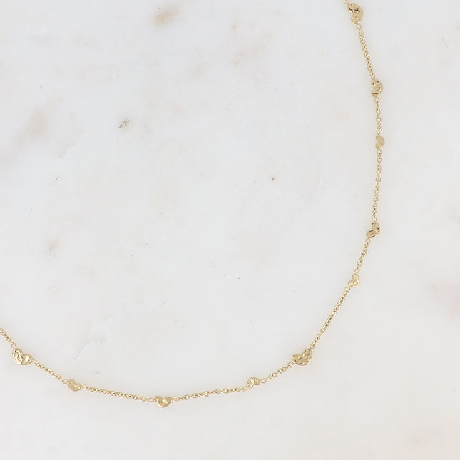 Collier Gamse - pastilles coeurs martelés