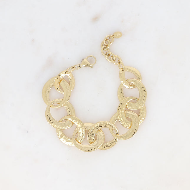 Bracelet Atria - gros anneaux plats ovales texturés